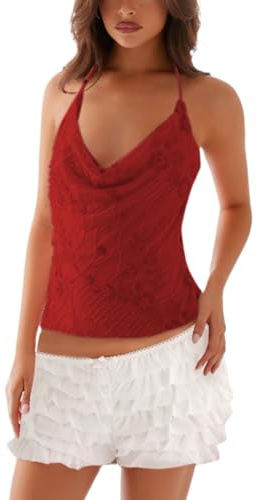 Geagodelia Backless Sequin Camisole Tops for Women Sexy Deep V Neck Spaghetti Straps Tank Top Y2K Sparkly Summer Going Out Cami Tops for Teens Girls