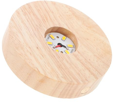 Lurrose 1set Base Luminosa Madera Led Con Usb Para Pantalla De Cristales Y Arte Soporte Redondo Luminoso Recargable Decorativo Multifuncional