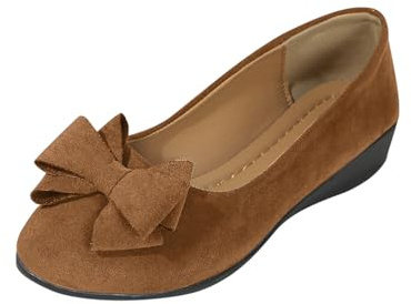 Compra Online Zapatos Mujer Comodos Vestir,Zapatos Mujer de Cuña Elegantes Bailarinas de Punta Redonda con Arco Moda Fiesta Zapatillas Vestir de Ante Versátil Mocasines Ortopédicos Calzado
