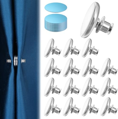 Wanmu 16 Pieces Magnetic Shower Curtain Side Clips, Magnets for Curtains Leak-proof Buckle for Shower Curtain Magnetic Closure Curtain Magnet Button Windproof Stopper Splash Guard Clips