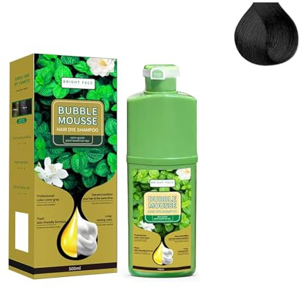 Long-Lasting Plant-Based Foam Hair Dye, Bubble Hair Dye Shampoo, Quick-Acting Bubble Hairs Dyes, Pure Plant Extract for Grey Hair Color Bubble Dyes, Easy to Operate (Black)