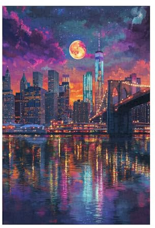 Mond Puzzle Landschaft Puzzle Große 2000 Teile Erwachsene, Clevere Rätsel, Geschicklichkeitsspiel für die Ganze Familie, Holz Farbenfrohes Jigsaws mit Geschenkbox, Geschenke für Frauen 99x70cm D-1273