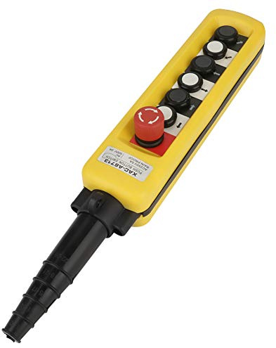 Hoist Crane Push Button Switch, Lift Pendant Controller Emergency Stop Up Down Rainproof Hoist Button Pushbutton Switch for Hoisting and Crane Operation