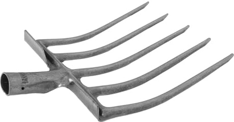 FUTUREORYY Forca Agricola in Acciaio Resistente 5 Denti, Testa di Ricambio per Forca da Aratura, Utensile Manuale per Allentare e Rivoltare Terreno, Uso Professionale in Agricoltura e Giardinaggio