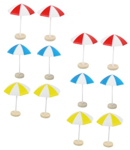 NOLITOY 8pcs Miniature Beach Umbrellas Blue Yellow for Dollhouse Diy Accessories Micro Landscape Sun Umbrella Set for Doll House Decor and Beach Scene