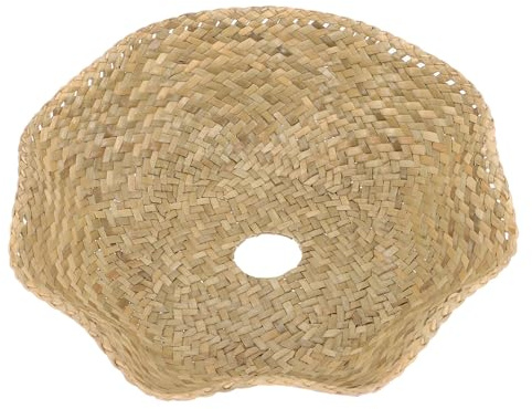 HOMSFOU Abat-jour Suspendu en Paille Tissée Naturelle, Abat-jour pour Lampe Suspendue, Diamètre Moyen, Ombre Légère Tissée, Décoration Champêtre pour Salon et Bureau