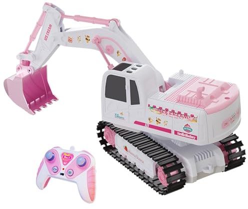 TWTCZOZ Escavatore Radiocomandato per Bambini, Escavatore in 1:24, Veicolo Radiocomandato in Lega, Giocattolo da Costruzione Rosa per Amanti dei Vei