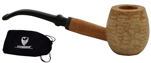 GERMANUS Corncob Pfeife - Apple, Bent - Tabakpfeife inkl. Pfeifenbeutel