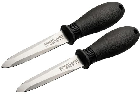 Rockland Guard Oyster Shucking Knife 2-Pack - 3.5” Heavy Duty 420 Stainless Steel Shucker Set for Clams & Shellfish - Non-Slip Ergonomic Handle Seafood Tools, Set of 2