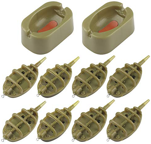 Angeln Inline Feeder Set Karpfenangeln Zubehör Aus Kunststoff 8X Fishing Feeders 15/20/25/35g und 30/40/50/60g Flat Method Feeder