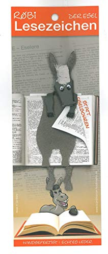 Lesezeichen Scandinavian Bookmarks Echtes Leder ROBI Der Esel Grau