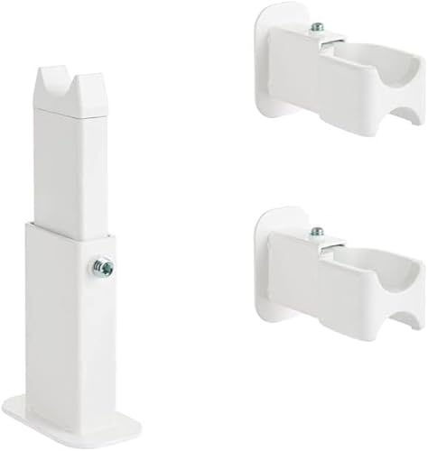 Coppia di mensole per fissaggio a bandiera a muro e pavimento di radiatori scaldasalviette da bagno - con piedino a terra e doppio fissaggio a muro - Per radiatori con collettore “D” 40x30 - Bianco