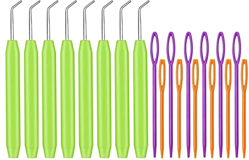 Easusy Loom Knitting Hook, 20 PCS Loom Needle, Green Loom Hook | Knitting Loom Hook Tool, Loom Knitting Needles for Knitting Craft DIY, Big Eye Yarn Needles