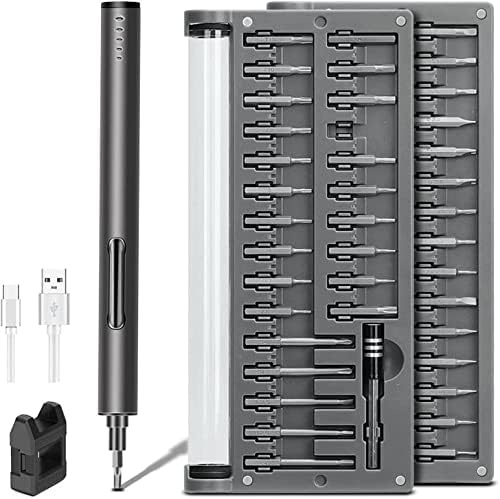 Mini Elektro Schraubendreher Set 57in1 magnetisch Electric Screwdriver kit | 2 Gänge Drehmoment, mit 3 LED-Leuchten Präzisions-Schraubendreher Kit Sechskant Reparatur für iPhone Laptop Brillen Uhren