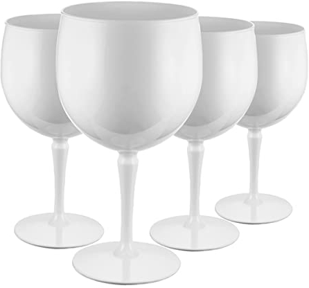 RBDRINKS RB Copa Balón Cocktail Cristal, Blanco Gintonic Copas de Vino, Plástico Cristal Irrompible y Reutilizable Vasos de Cristal 45cl, Juego de 4
