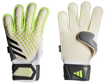Adidas Unisex Goalkeeper Gloves (Fingersave) Pred Gl MTC Fs, White/Lucid Lemon/Black, IA0877, 11-