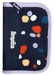 ergobag Hartschalenetui 22er Set, Lyra Buntstifte, Stundenplan, Münzfach, Mosaic Stone Bear Lineal - Dunkelblau
