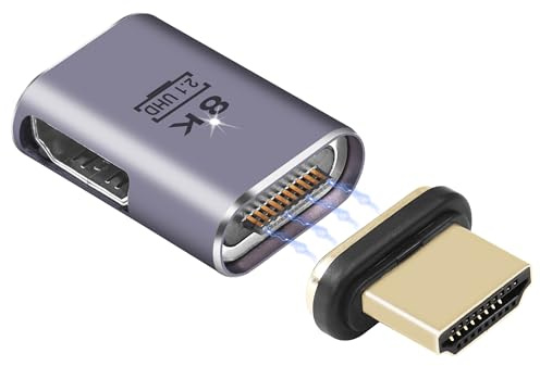 SinLoon Adaptador HDMI magnético de 10 pines HDMI 2.1 conector extensor macho a hembra vídeo 8K UHD compatible con consola de juegos de computadora Smart Box Monitor TV proyector (HDMI Right)