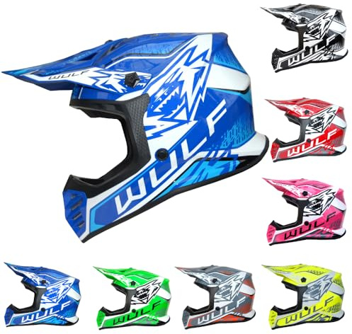 Wulfsport KAIR-X Helmet Kids Motocross Helmet- Blue L (51-52cm)