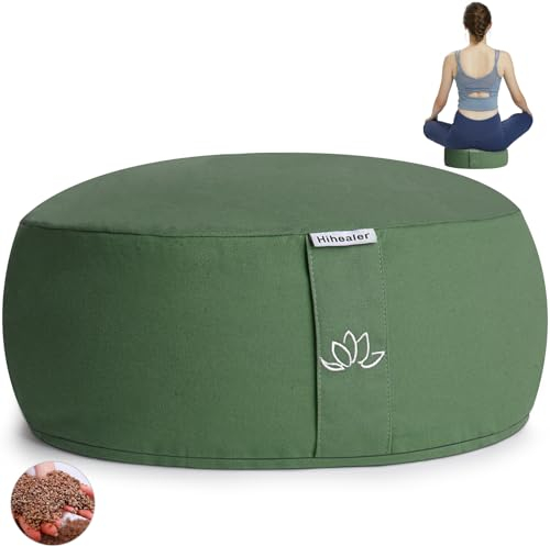 Hihealer Meditation Cushion Mothers Day Gifts Meditation Yoga Floor Cushion Pillow Filled by Buckwheat Hulls Added Activated Carbon, 33 x 33 x 15 CM Height, Christmas Xmas Gifts for Women Men
