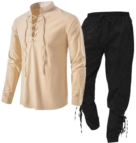 Gilet da ragazzo, set di abbigliamento maschile medievale, set di abbigliamento maschile con camicia di lino, camicia maschile medievale, pantaloni medievali con cinturino alla caviglia, completo uomo