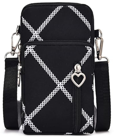 Damen Handtaschen Schultertasche Handytaschen Umhängetasche Kunstleder Schultertasche 3 Reißverschluss Beutel Universal Handytasche zum Umhängen Kartentasche Geldbörse für Handy unter 7 Zoll