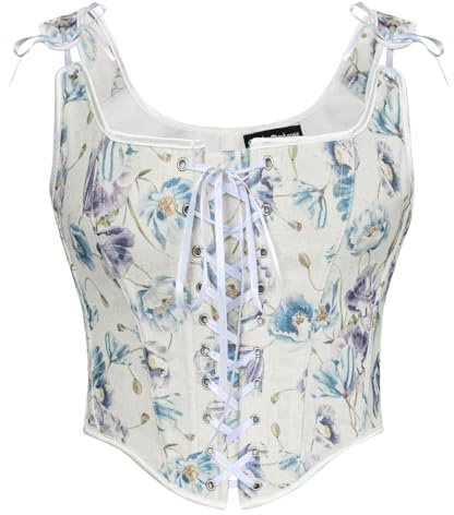 SCARLET DARKNESS Top Gilet Corset Renaissance Femme Vintage Imprimé Floral