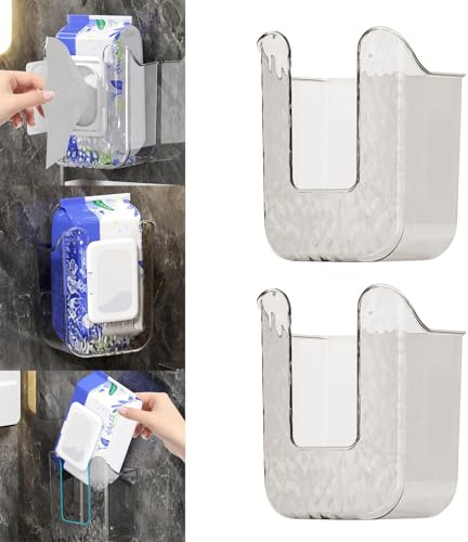 2 Stück Küchentücherhalter, kein Stanzen, Wandmontage, Badezimmer-Tücherhalter, Toilettentücher-Behälter, Box, Taschentuch-Feuchttücher-Spender für Küche, Badezimmer, WC