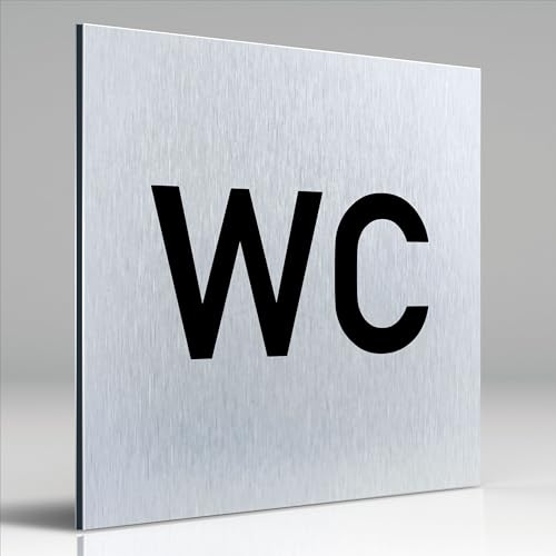 Türschilder24 Aluminium Dibond Schild - Türschild • 120 x 120 x 3 mm • Toilette - WC Pikto Toiletten • 100% Made in Germany (WC Text)