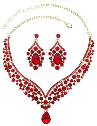 TOFBS Tropfenform Strass Schmuckset Halskette Ohrringe Damen Brautschmuck Hochzeit Kristall Collier Elegant Luxus Schmuck