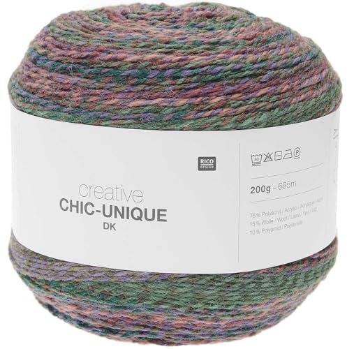 Rico Design Creative Chic Unique DK Strickwolle, 200 g, 695 m Garn, ideal für Schals und Pullover