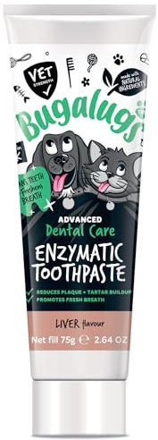 Bugalugs Dental Enzymatic Dog Toothpaste & Cat Toothpaste for Dog Teeth Cleaning, Dog Breath Freshener, Dog Plaque Remover & Tartar for Pets use with Our Dog Toothbrush & Cat Toothbrush (Liver 75g)