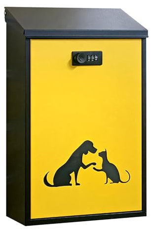 YCWJPPL Wandmontierte Briefkästen für Den Außenbereich, Moderner Abschließbarer Postkasten, Großer aus Verzinktem Stahl, Rostfreier Metallbriefkasten 25 x 10 x 39 cm(Black)