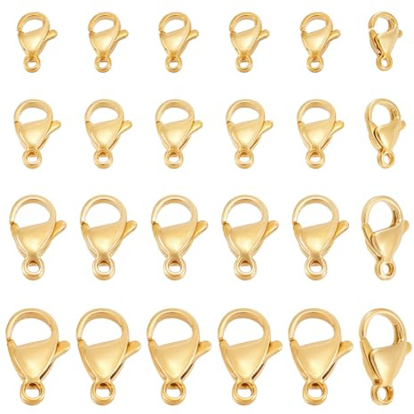 UNICRAFTALE 40 Stück 4 Größen 24 Karat Vergoldete Halskettenverschlüsse Karabinerverschluss Armbandverschlüsse Hakenende Kettenverschlüsse Schmuckverschlüsse Für Die Herstellung Armbändern Halsketten