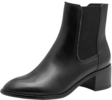 MARCO TOZZI Chelsea Boots da Donna in Pelle con Tacco Largo
