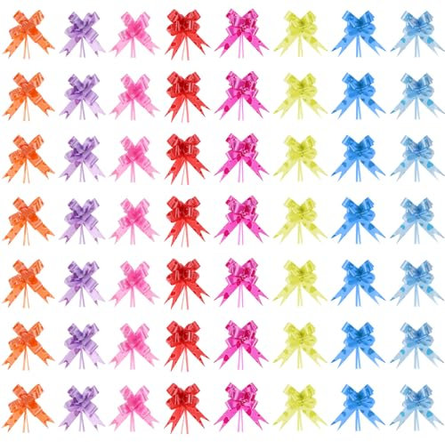 80 Stück Geschenkschleifen Bunt Geschenk Schleife Schleifen Zum Verpacken Geschenkkorbschleife Einfach Montieren Ziehschleife Farbige Schleifen für Hochzeit Party Geburtstag