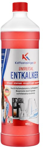 Kaffeereiniger24 Entkalker Kaffeevollautomat 1000 ml, Flüssigkonzentrat mit Farbindikator, Universal Entkalker für DeLonghi Siemens Jura Saeco Melitta, Kaffeemaschine Wasserkocher