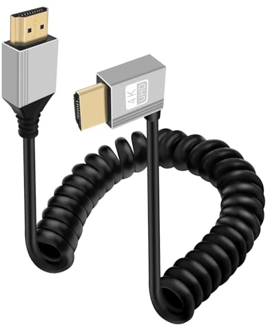 HuaLiSiJi Spiral HDMI-kabel 4K 60 Hz HDMI-kabel hane hög hastighet 10,2 Gbps 24 K guldkontakt UHD-kabel för Blu Ray-spelare, TV, PS4 (vänsterböjd, 1,8 m)
