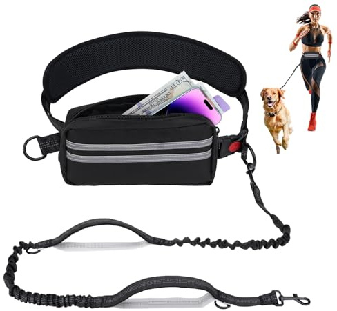 Guinzaglio Mani Libere per Can da Corsa, Passeggio, Camminata, Allenamento, Escursionismo, Guinzaglio Flexi Regolabile per Passeggiate con il Cane Cani di Taglia Media e Grande