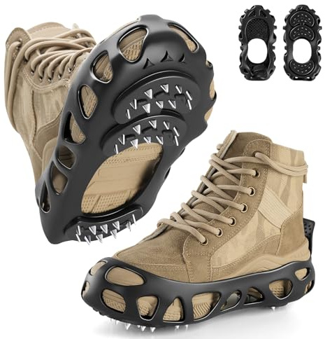 Ice Cleats, Ice Cleats for Shoes and Boots, Crampons for Shoes with 30 Spikes Anti Slip Snow Shoes (Small)