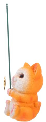 Sosoport Deko Katze Aus Kunstharz Aquarium Landschaftsdeko Katzenangel Fischbeckendekoration Bruchfest Langlebig