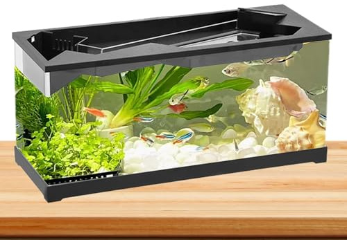 Petit Aquarium – Plantation de Tortues de Bureau | Pompe silencieuse, réservoir Intelligent autonettoyant pour hydroponie, aquaponie, Petit kit Facile à Entretenir pour Poissons Betta, Maison