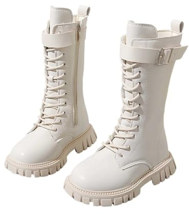 Generisch Stiefel Mädchen - Winterstiefel für Mädchen Kinderstiefel mit Bequemer Weicher Sohle, Schneestiefel, Weiße Schwarz Rosa Modische Stiefeletten Prinzessinnenstiefel