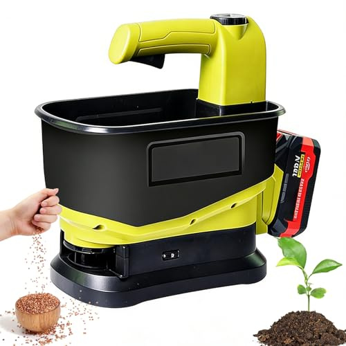 Esparcidor de Semillas Inalámbrico 5,5L – Esparcidor Portátil con Batería 4,0Ah, Flujo Ajustable y 6 Niveles de Velocidad para Semillas de Césped, Sal de Roca y Deshielo Invernal