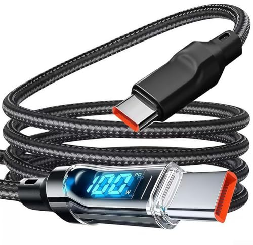 ComfyHarbor Cable USB-C de carga rápida de 120 W para grabadora de video digital Camp Snap CS-8 con indicador de alimentación LED, material de nailon, conector USB-C a USB-C (tipo C, 2 metros)
