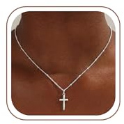 UPFAI Cross Necklace for Women - 925 Sterling Silver Cross Pendant Necklace