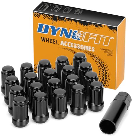 Dynofit 12x1.5 6 Spline Lug Nuts Set, 20pc 5lug Small Wheel Nuts Compatible with Honda Chevy Accord Civic CRV Pilot Odyssey,Closed End Aftermarket Tuner Wheel Studs with 1 Socket Key fit Impala Escape