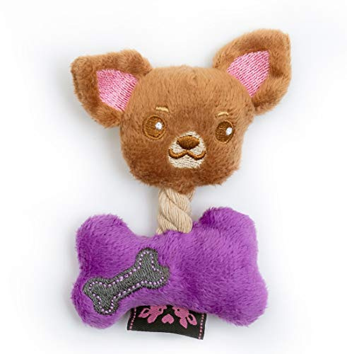 Pet London Chihuahua Character Tiny Dog Toy - Teacup Breed Plush Squeaky Dog Toy For Long & Short Hair Chihuahua Puppy & Adults (Bailey (Purple))