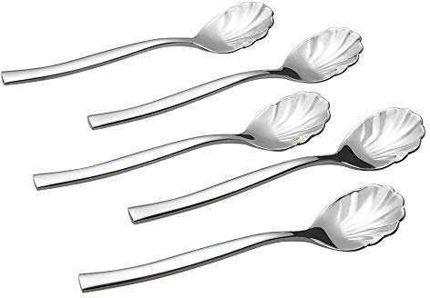Xowine 12 Pieces Stainless Steel Shell Shape Sugar Spoon, Vintage Shell Shape Stir Spoons