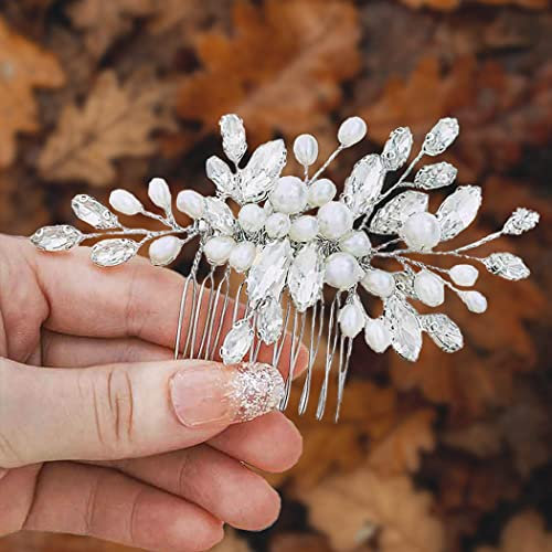 Edary Kristall Brautschmuck Haare Silber Strass Haarkamm Hochzeit Braut Haarschmuck Frauen und Mädchen